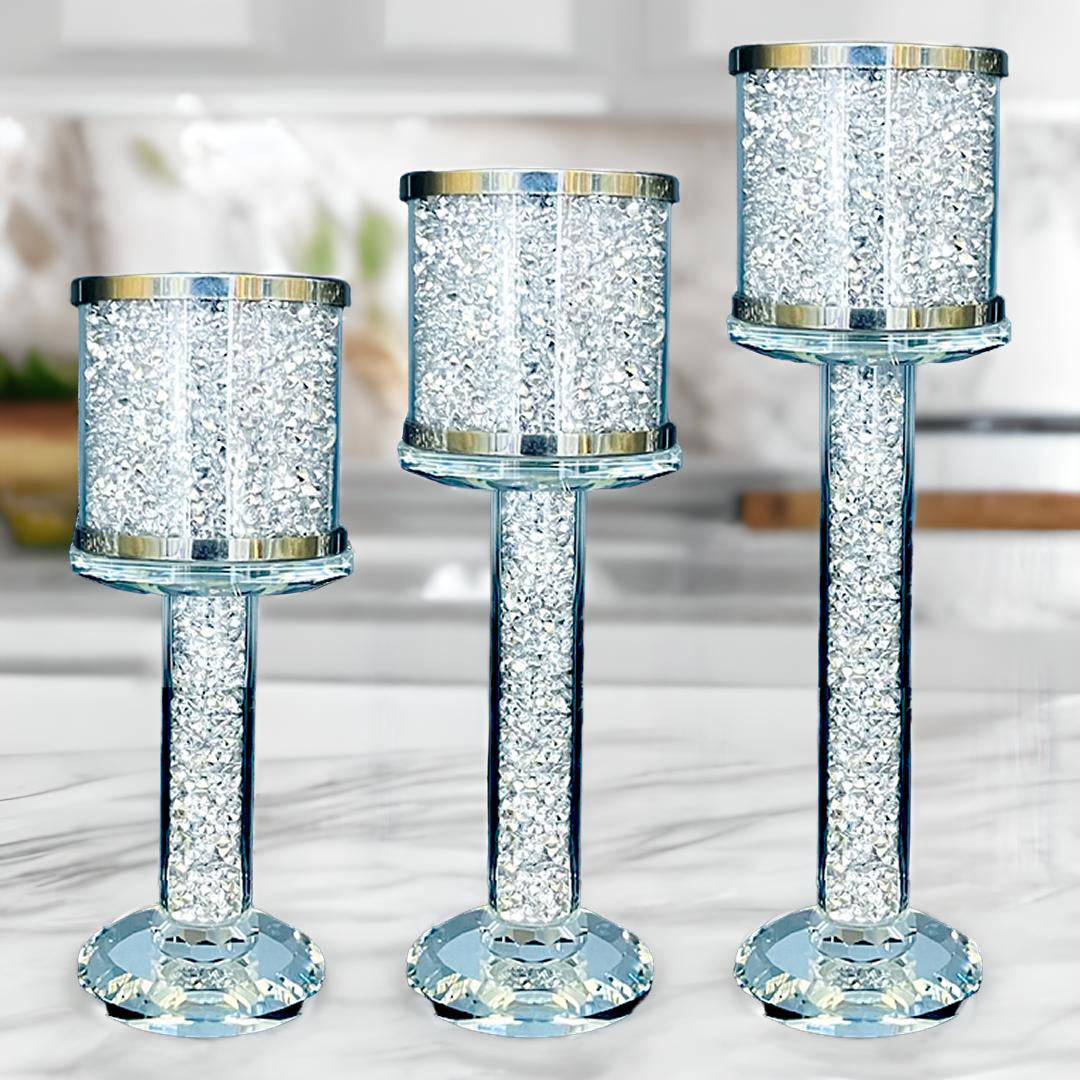 crushed diamond candle holder, tier candle holders, 3 tier candle holde