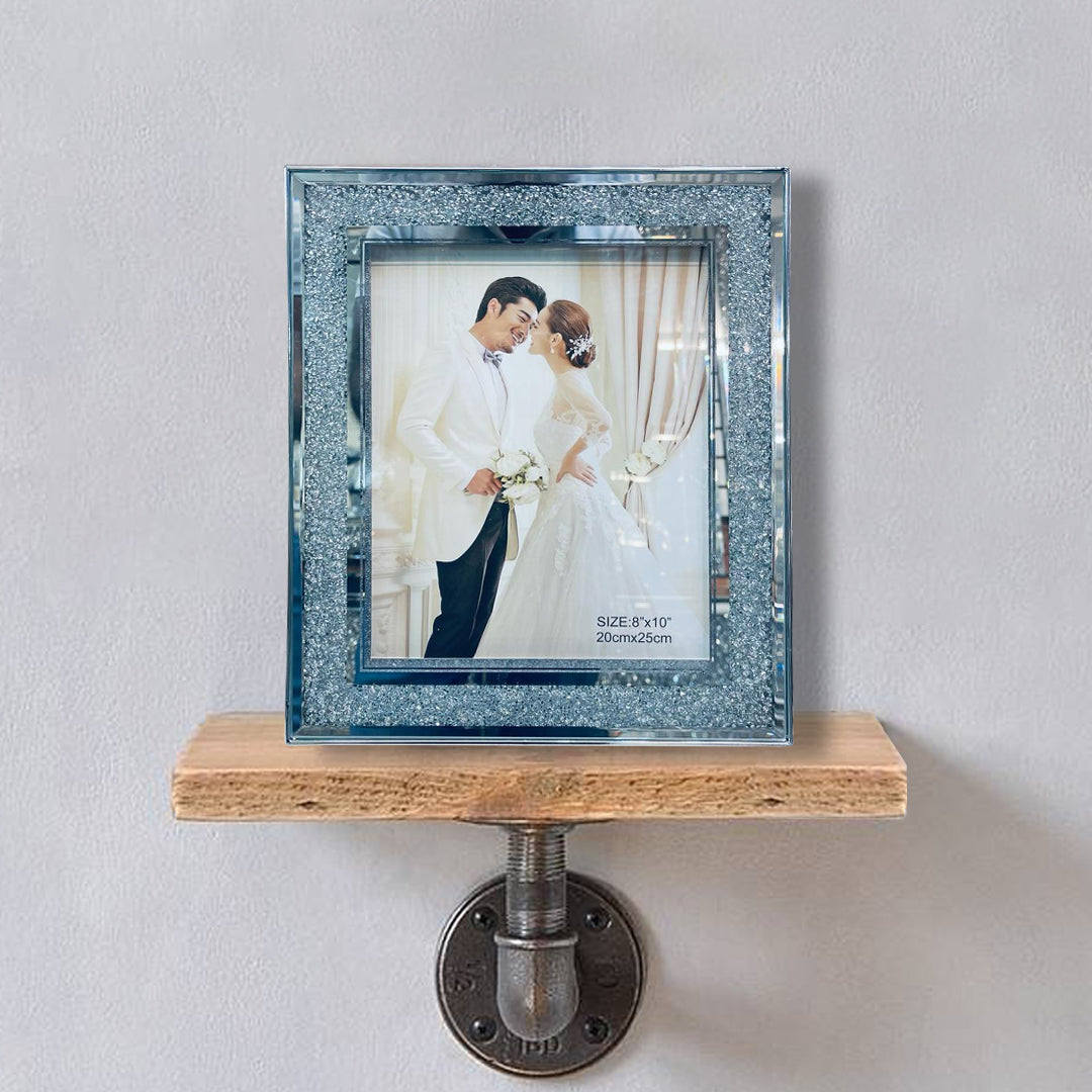 photo frame, crystal photo frame, crushed diamond photo frame, picture frames, table top photo frames