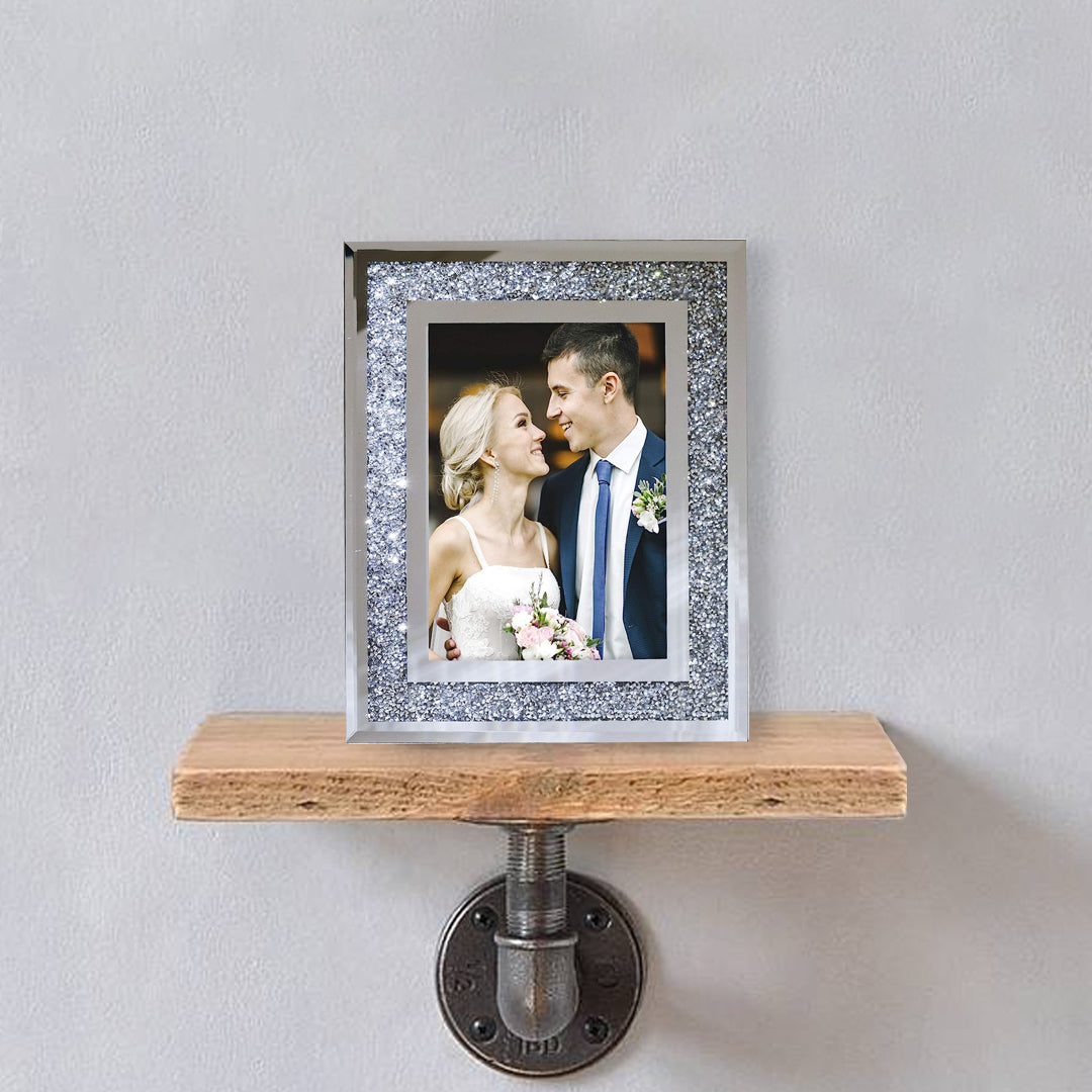 4x6 photo frame, crystal photo frame, crushed diamond photo frame