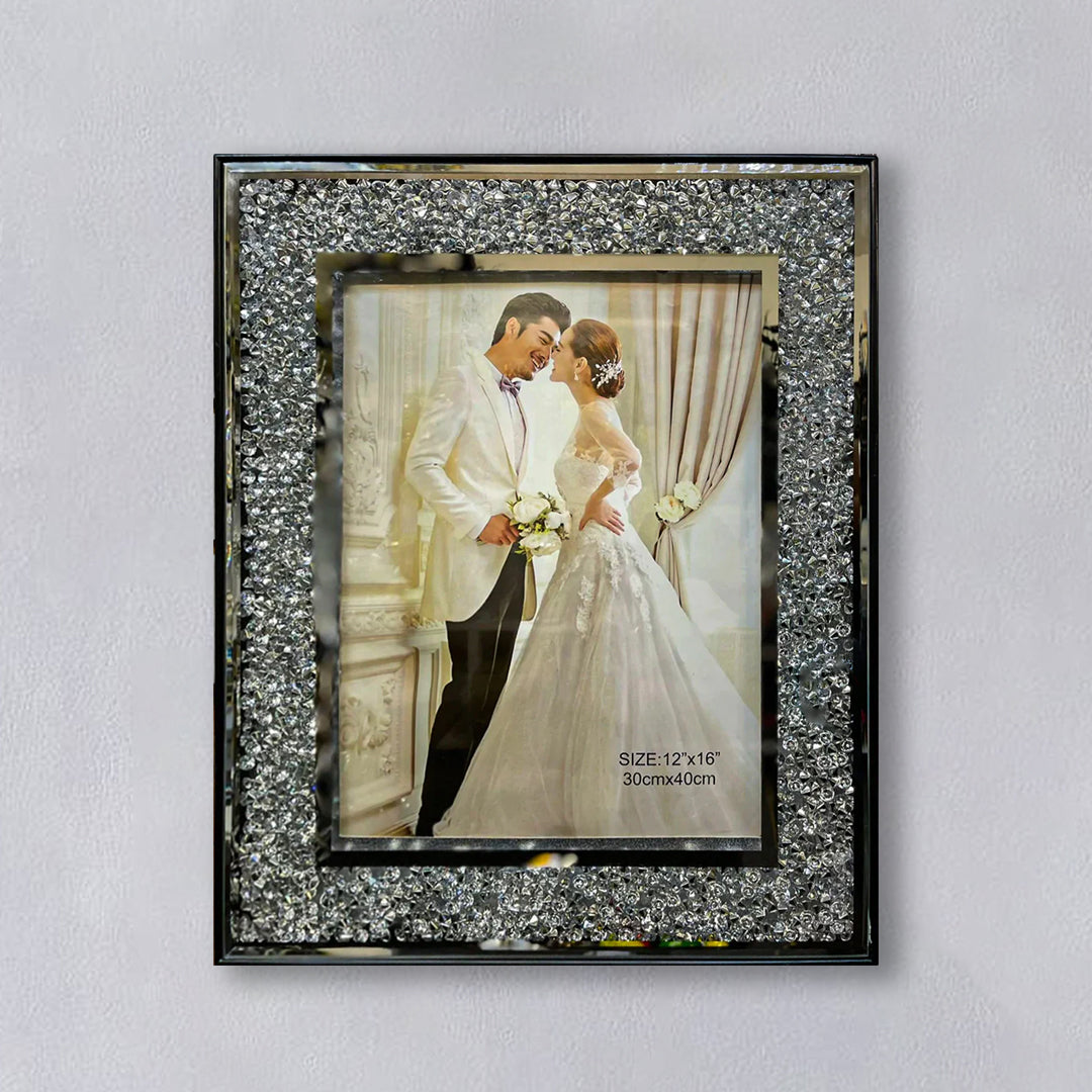 crushed diamond photo frame, crushed crystal photo frame, photo frame