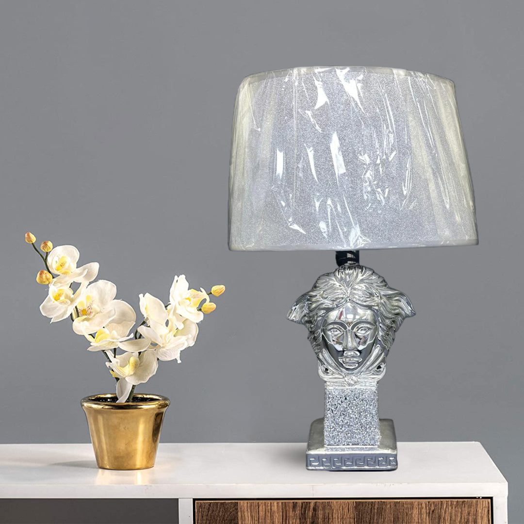 crushed diamond table lamp, crystal diamond table lamp, silver table lamp,