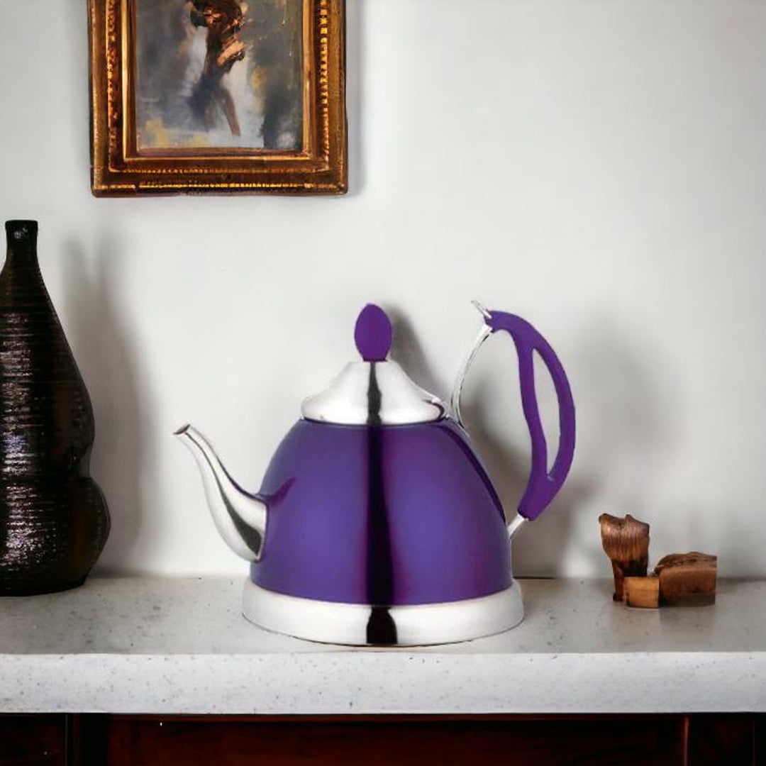 stainless steel tea pot, tea pot stainless steel, purple tea pot