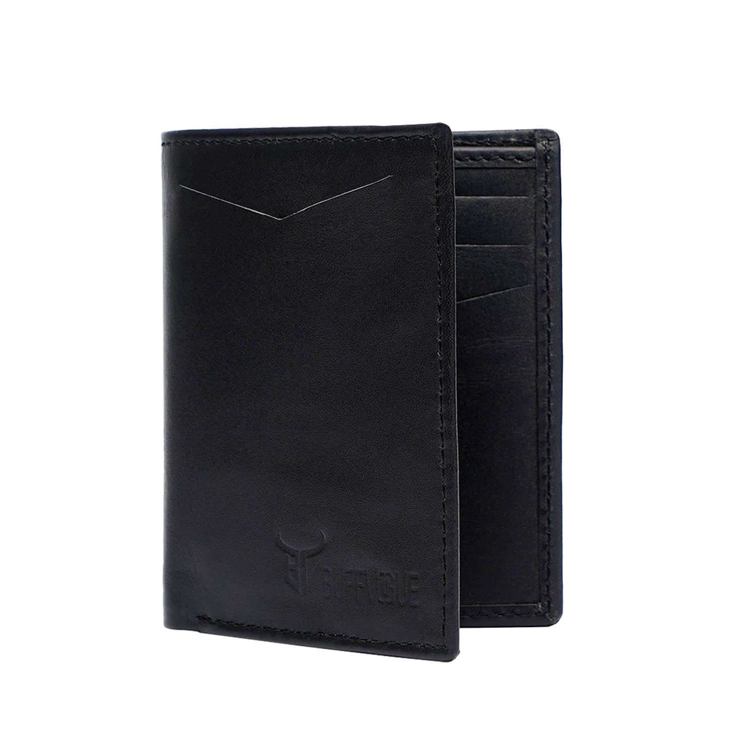 100% Pure Leather Leather Black Card Holder Slim Wallet for Men