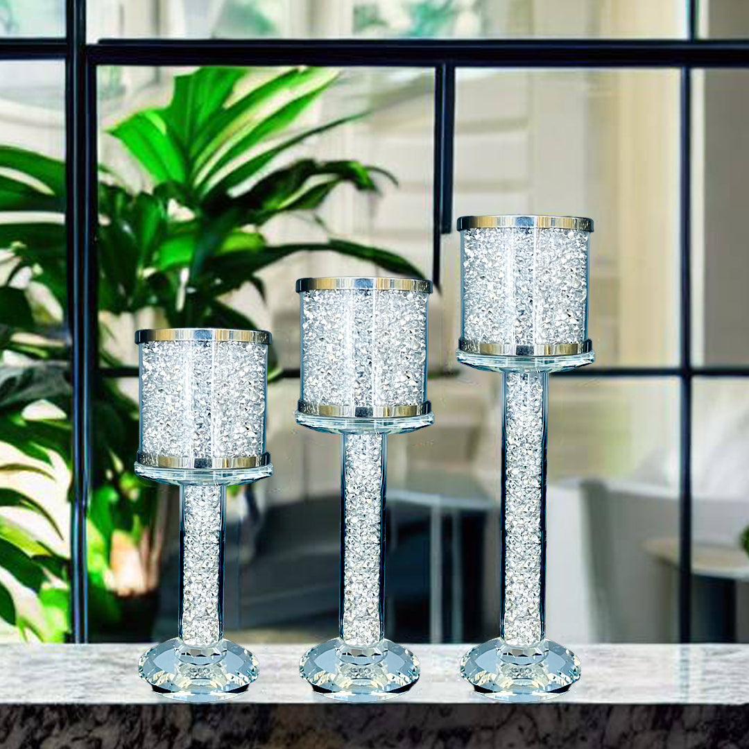 crushed diamond candle holder, tier candle holders, 3 tier candle holde