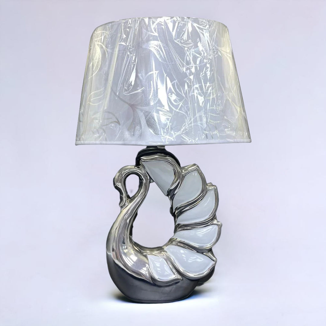 silver swan crushed diamond table lamp, crystal diamond table lamp, silver table lamp,