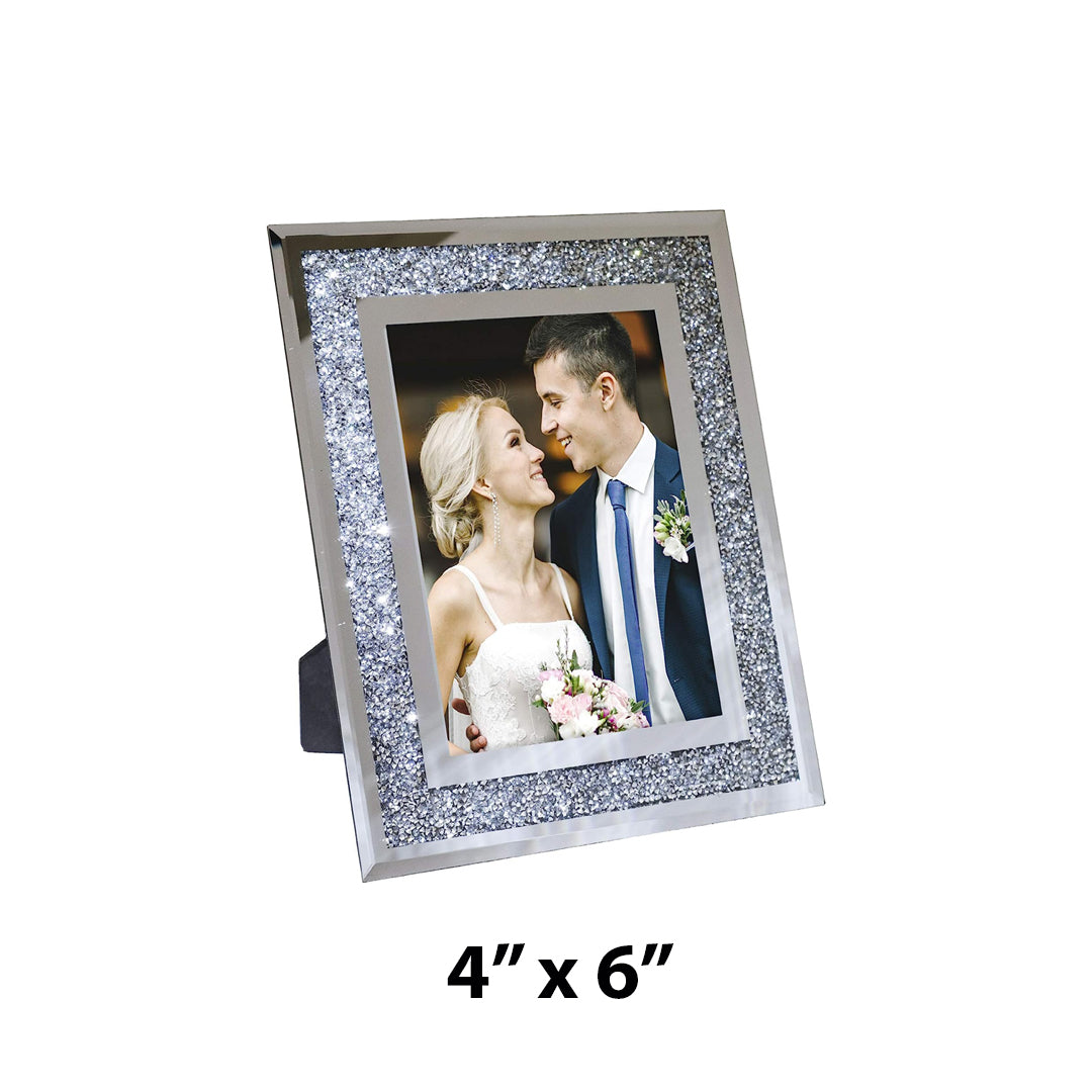 4x6 photo frame, crystal photo frame, crushed diamond photo frame