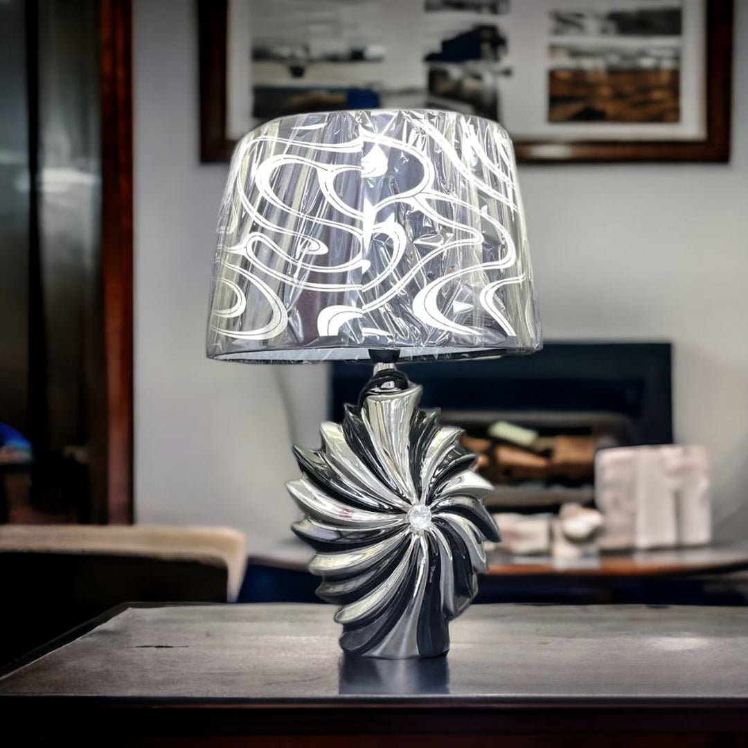 crushed diamond table lamp, crystal diamond table lamp, silver table lamp,