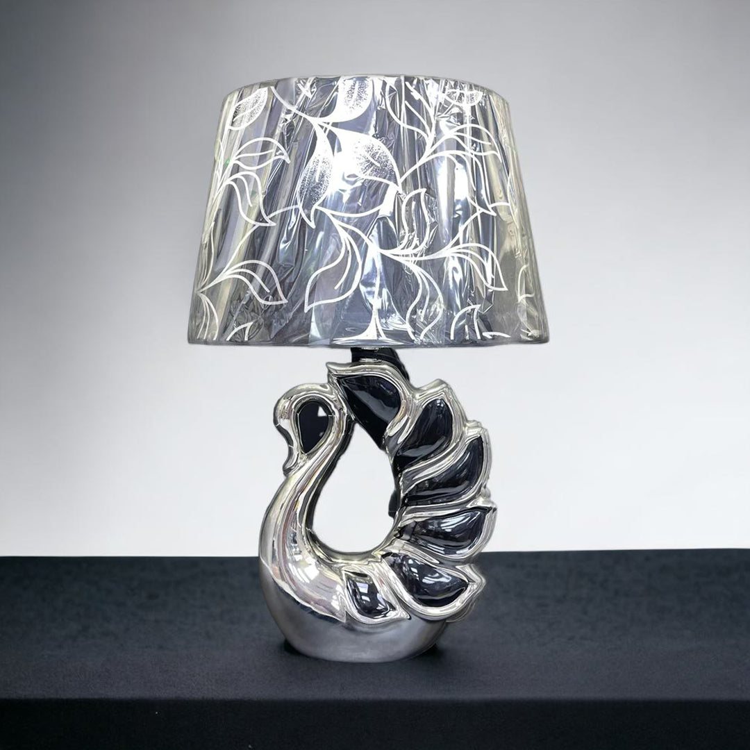 silver swan crushed diamond table lamp, crystal diamond table lamp, silver table lamp,