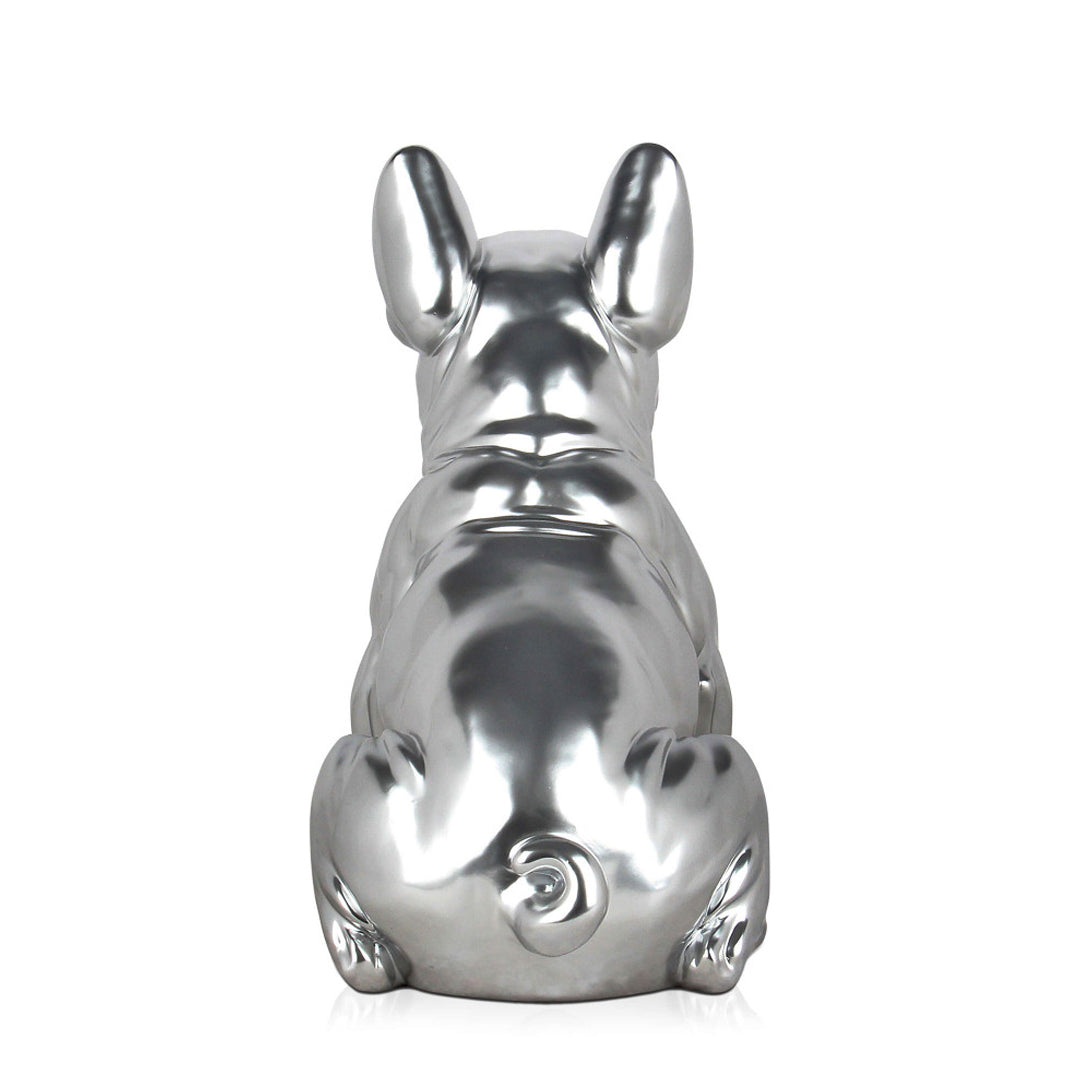 Large Silver Bull Dog, dummy dog statue