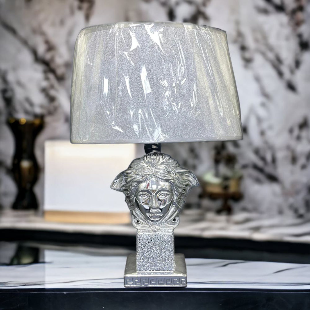 crushed diamond table lamp, crystal diamond table lamp, silver table lamp,