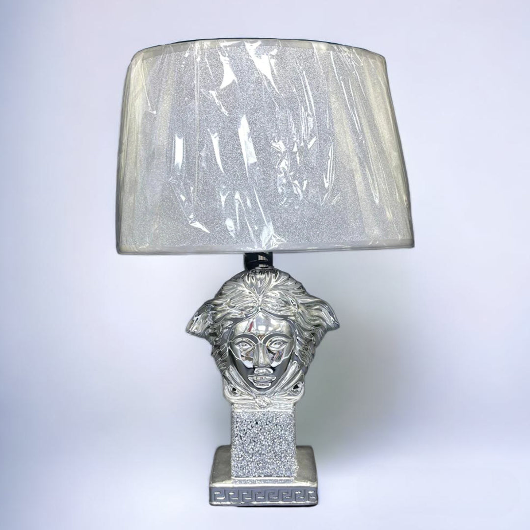 crushed diamond table lamp, crystal diamond table lamp, silver table lamp,