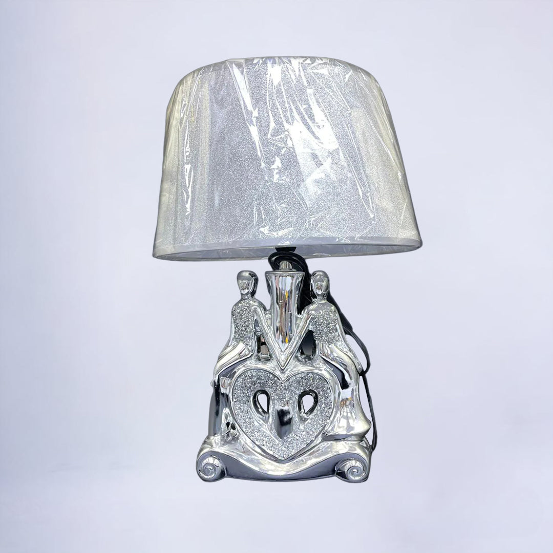 crushed diamond table lamp, crystal diamond table lamp, silver table lamp, lady figurine table lamps