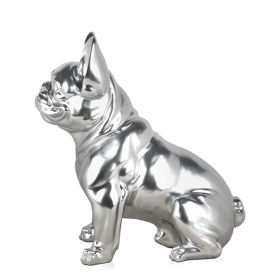 Large Silver Bull Dog, dummy dog statue