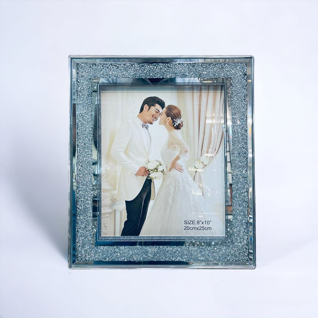 photo frame, crystal photo frame, crushed diamond photo frame, picture frames, table top photo frames