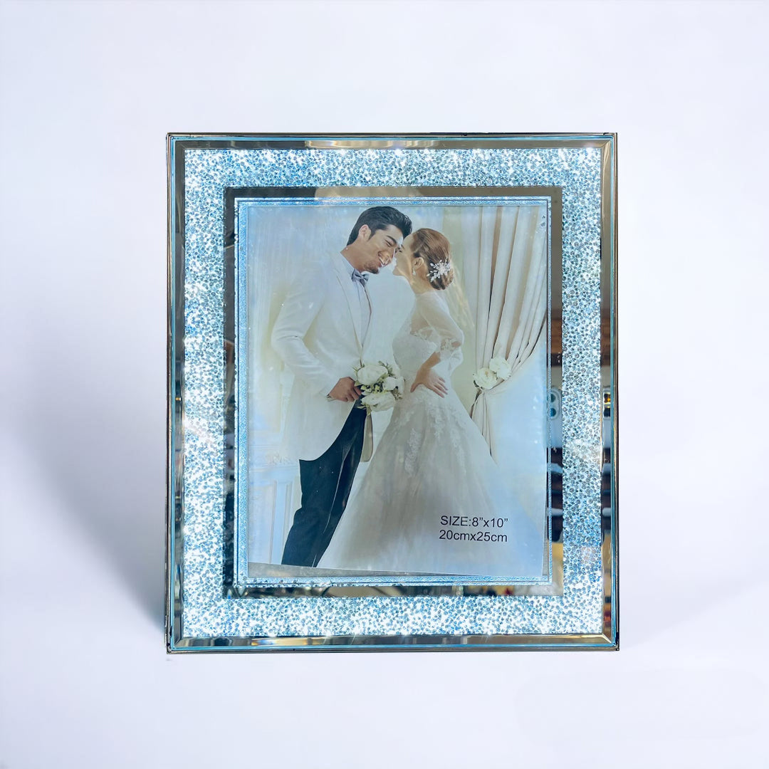 photo frame, crystal photo frame, crushed diamond photo frame, picture frames, table top photo frames