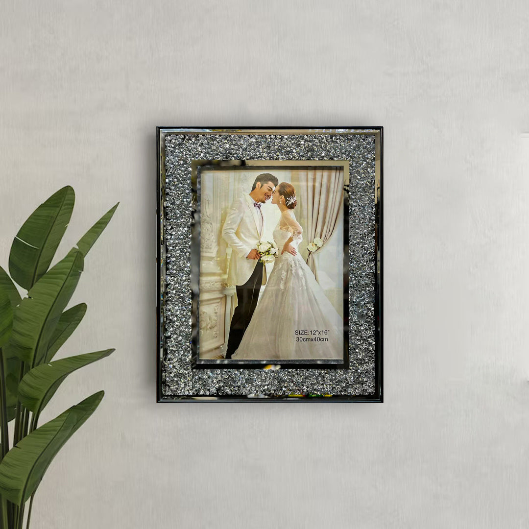 crushed diamond photo frame, crushed crystal photo frame, photo frame