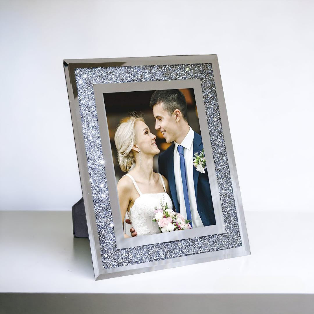 4x6 photo frame, crystal photo frame, crushed diamond photo frame