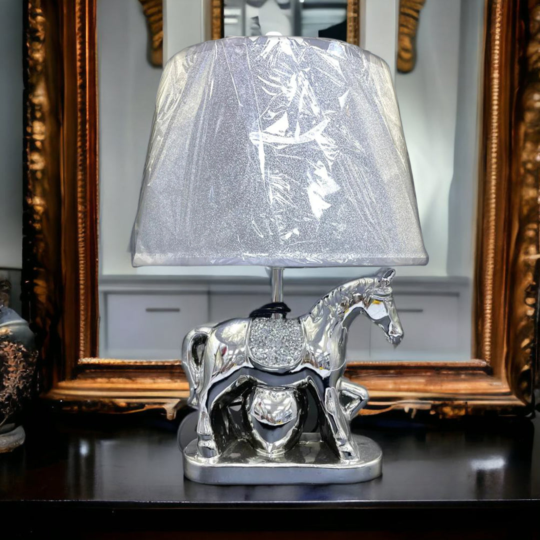 crushed diamond table lamp, crystal diamond table lamp, silver table lamp,hores table lamps