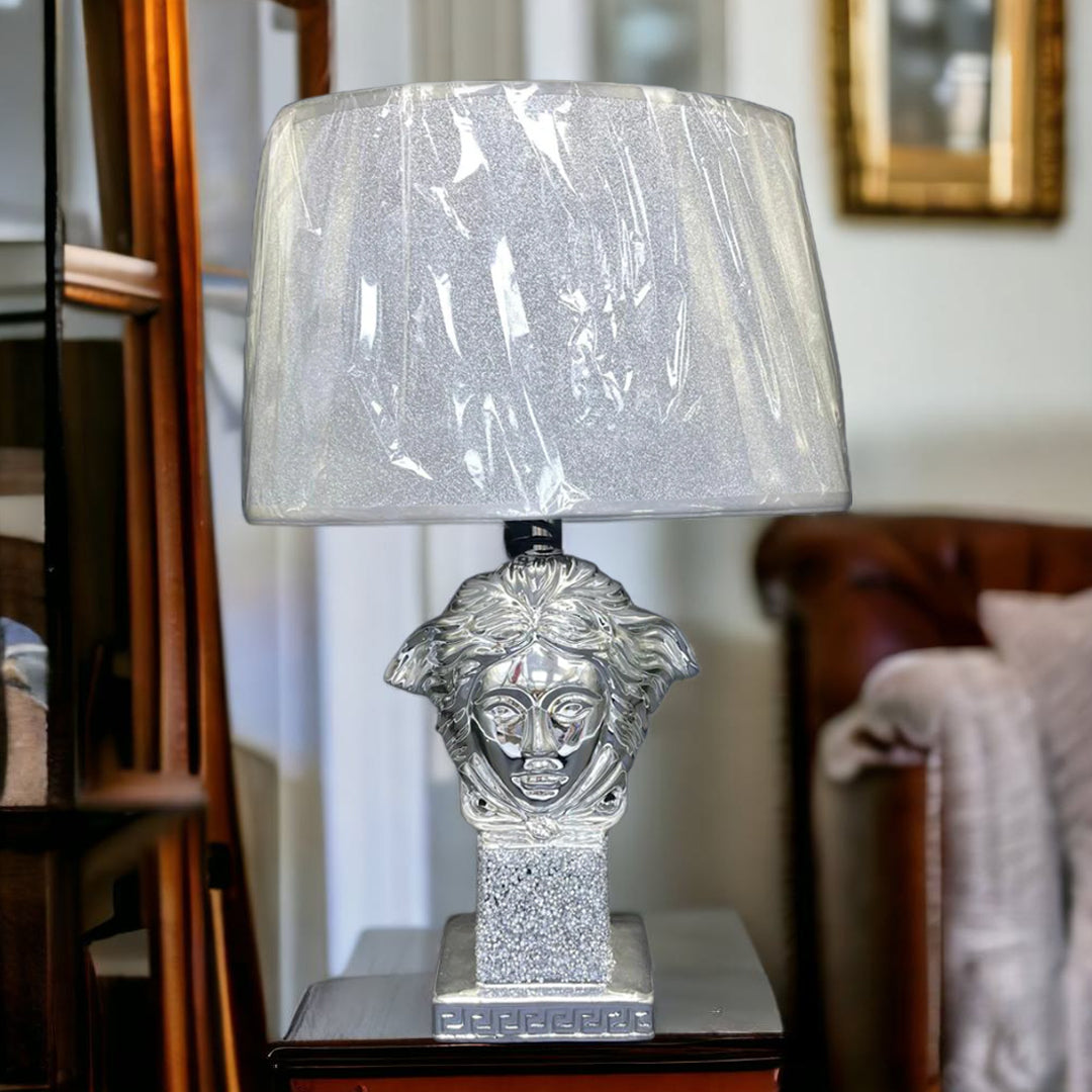 crushed diamond table lamp, crystal diamond table lamp, silver table lamp,