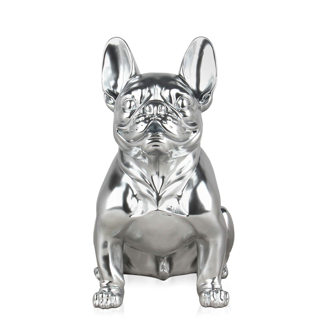 Large Silver Bull Dog, dummy dog statue