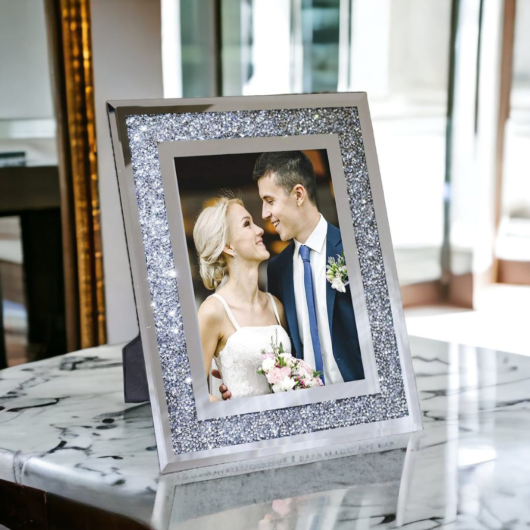 4x6 photo frame, crystal photo frame, crushed diamond photo frame