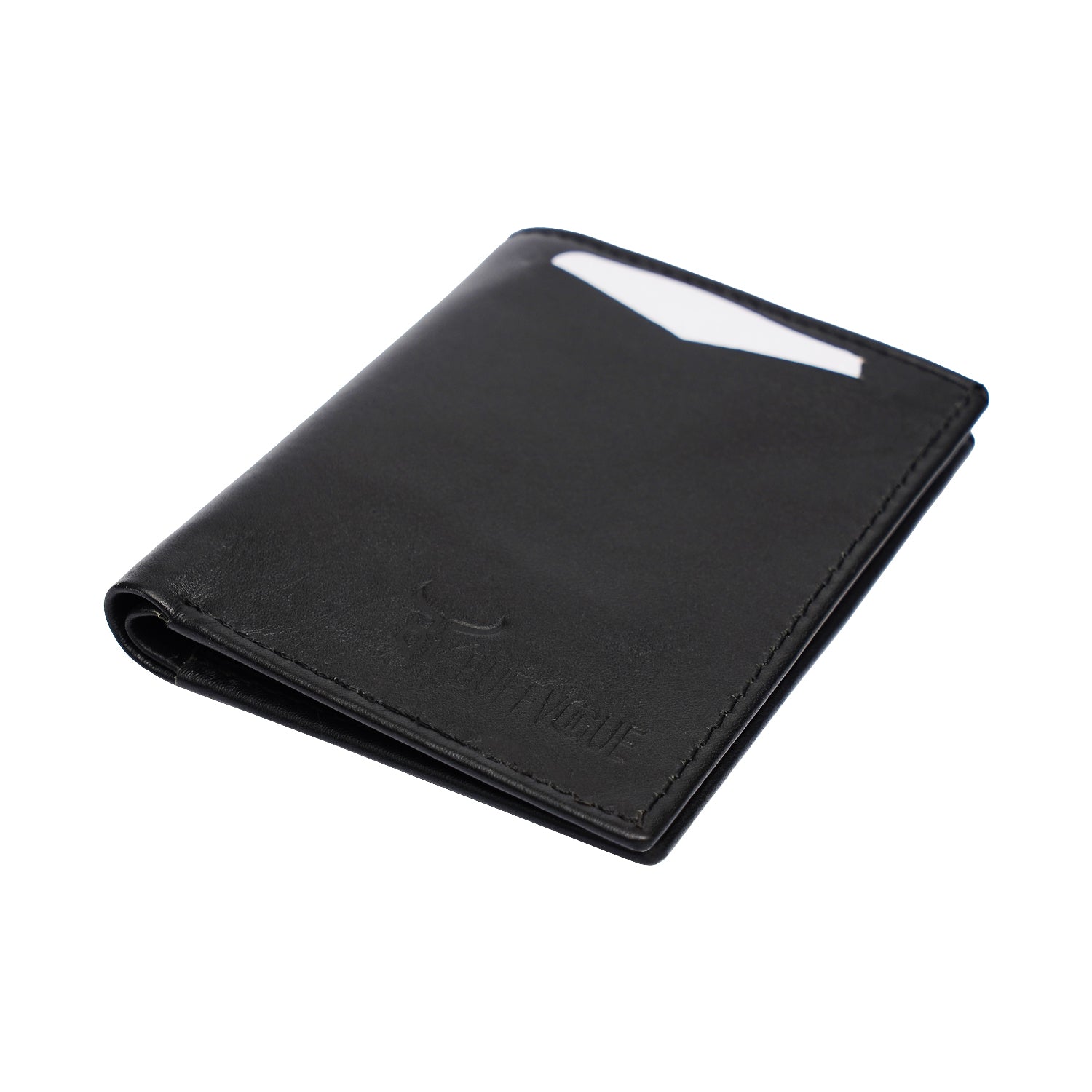 100% Pure Leather Leather Black Card Holder Slim Wallet for Men