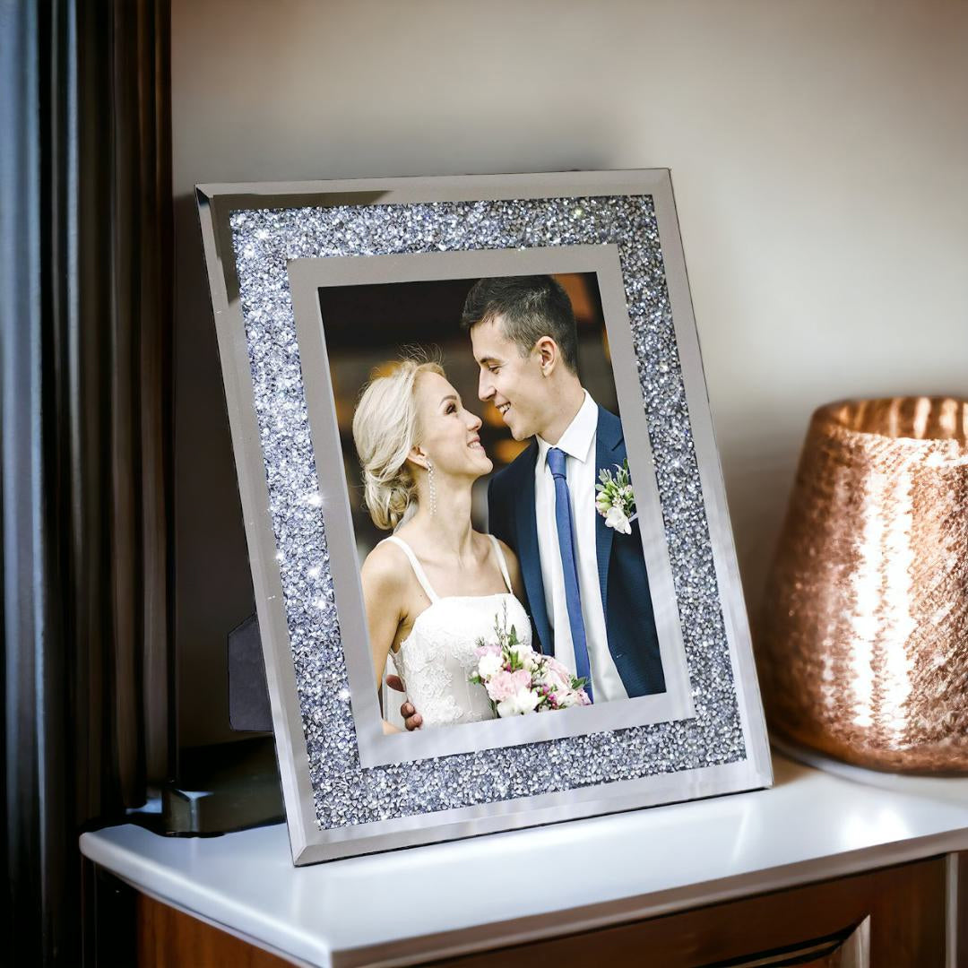 4x6 photo frame, crystal photo frame, crushed diamond photo frame