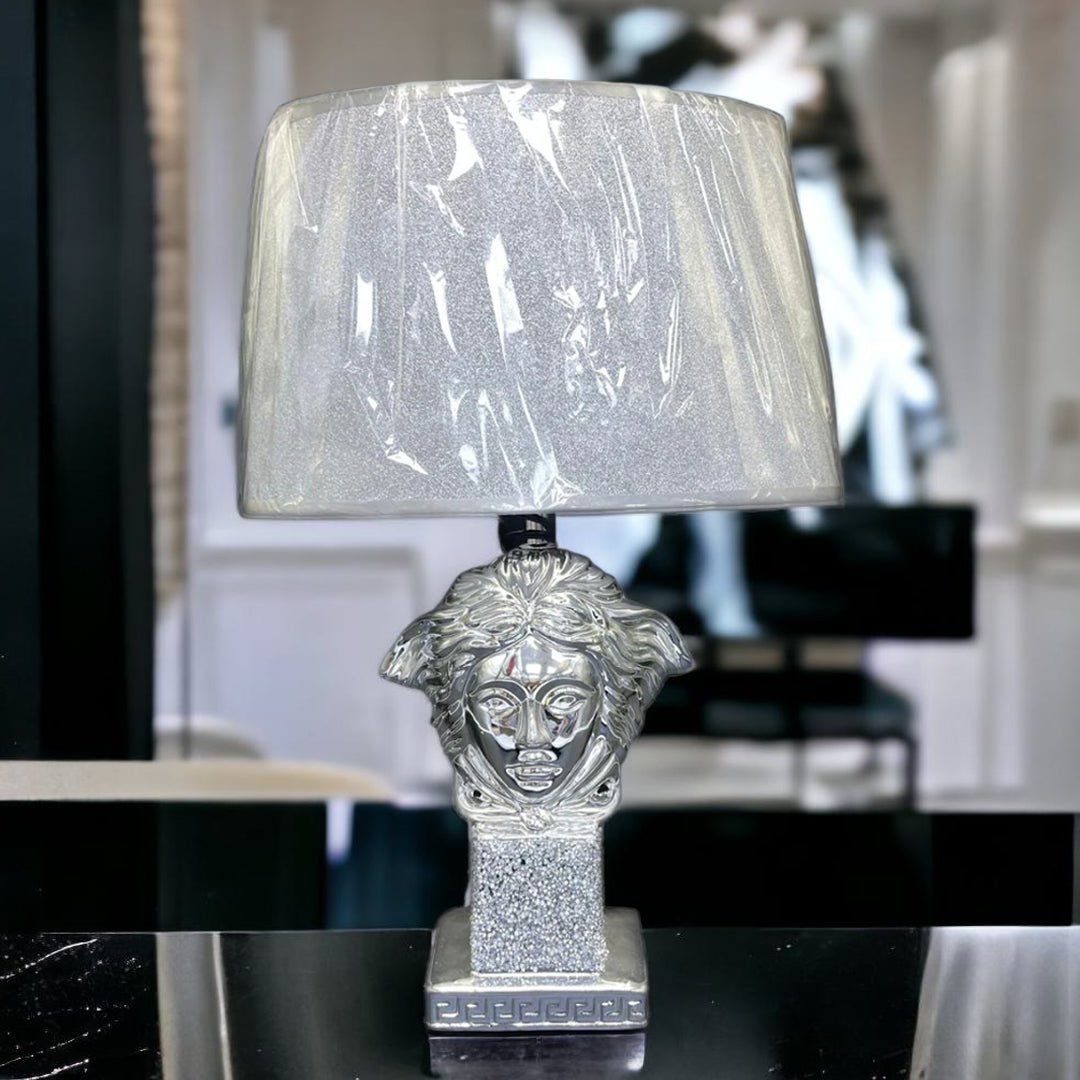 crushed diamond table lamp, crystal diamond table lamp, silver table lamp,