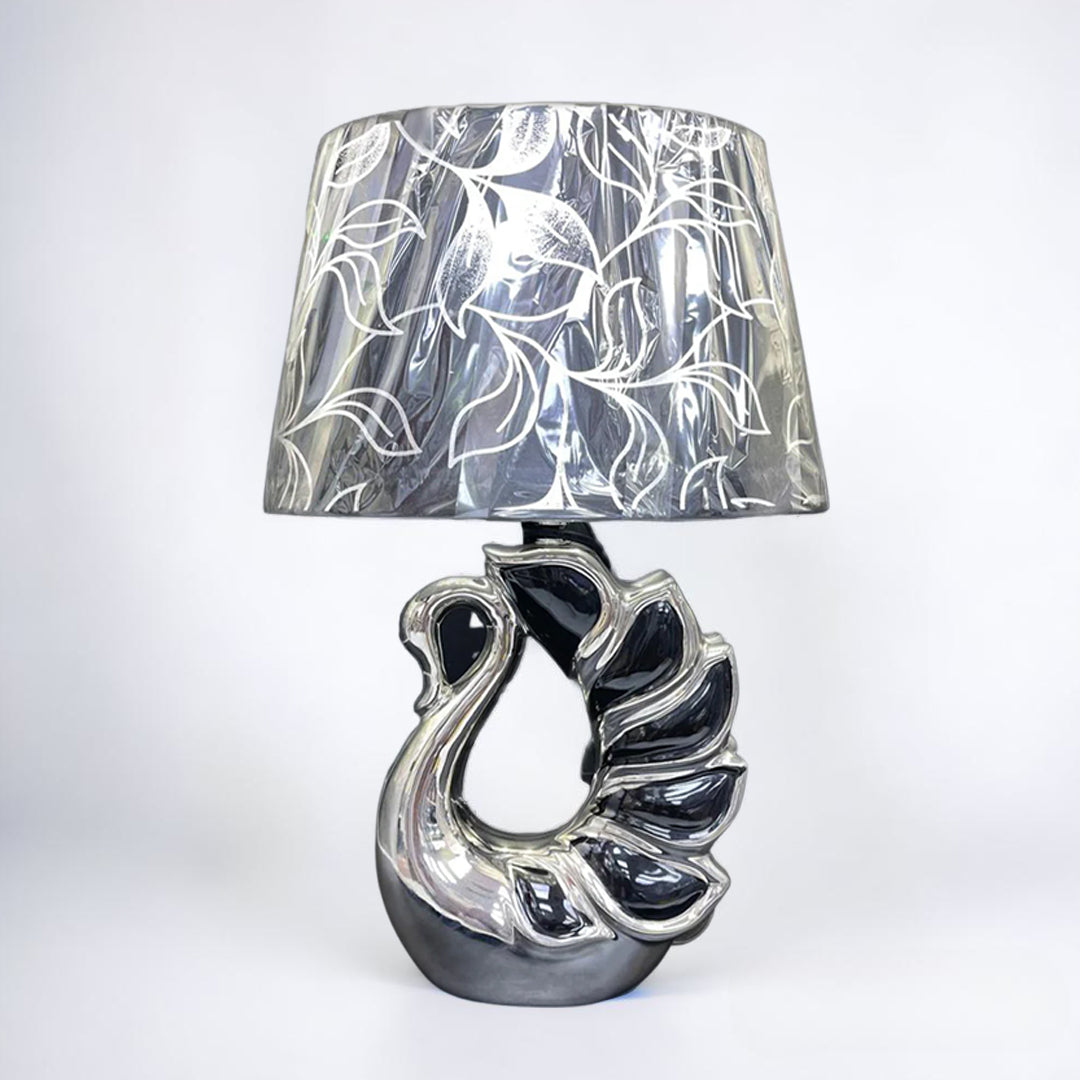 silver swan crushed diamond table lamp, crystal diamond table lamp, silver table lamp,