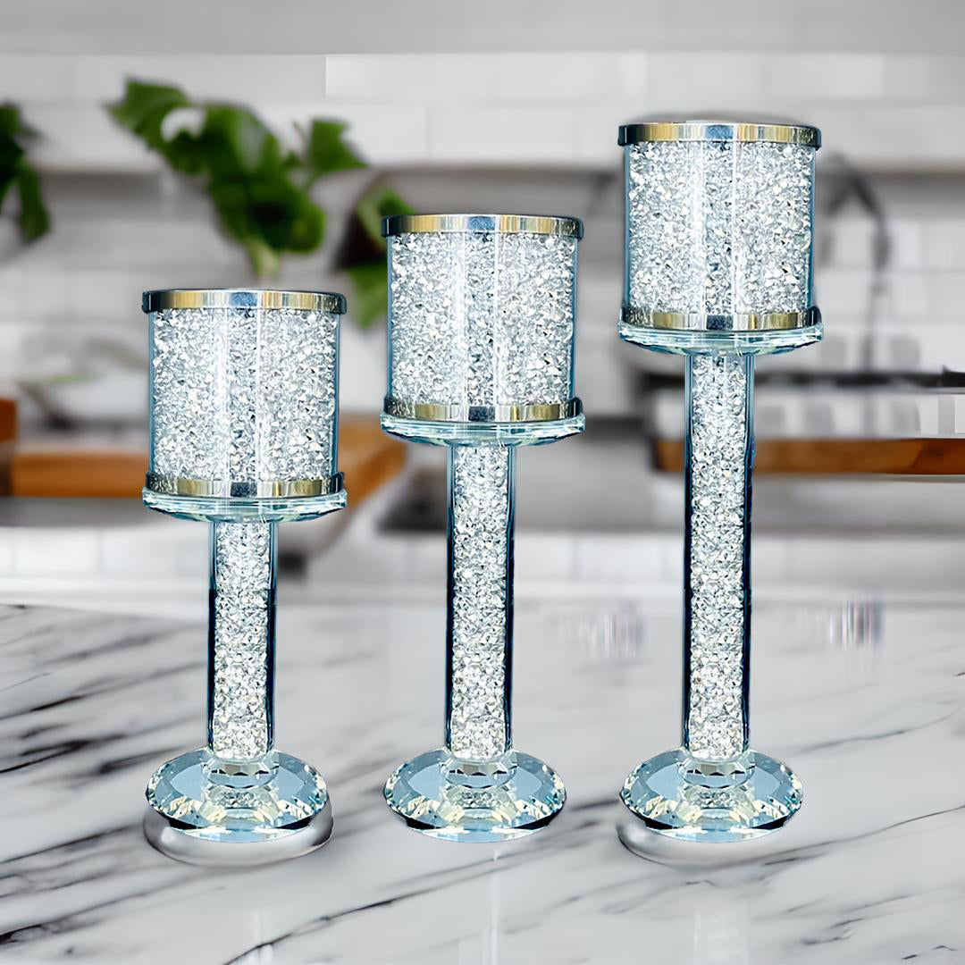 crushed diamond candle holder, tier candle holders, 3 tier candle holde