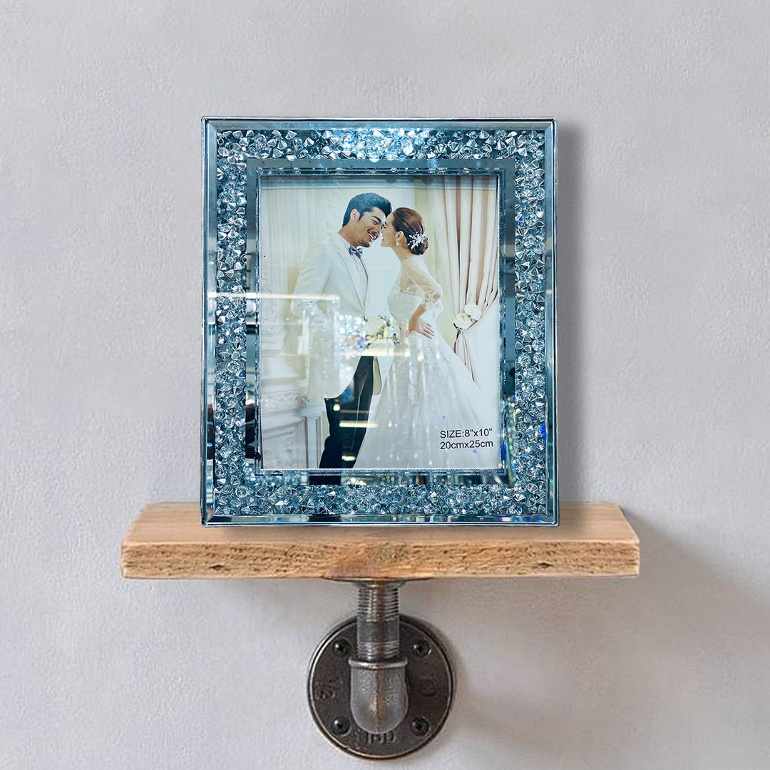 photo frame, crystal photo frame, crushed diamond photo frame, picture frames, table top photo frames