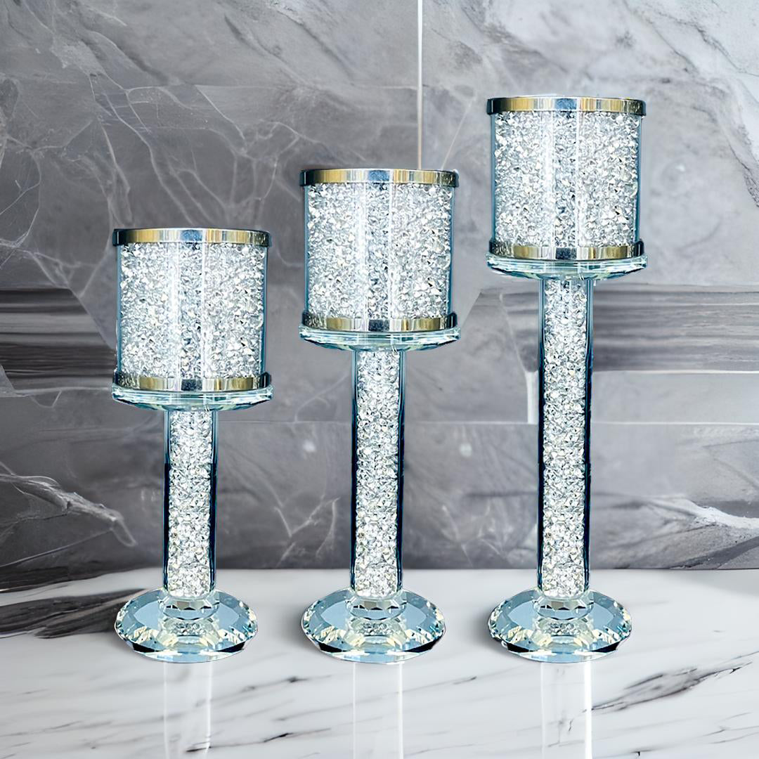 crushed diamond candle holder, tier candle holders, 3 tier candle holde