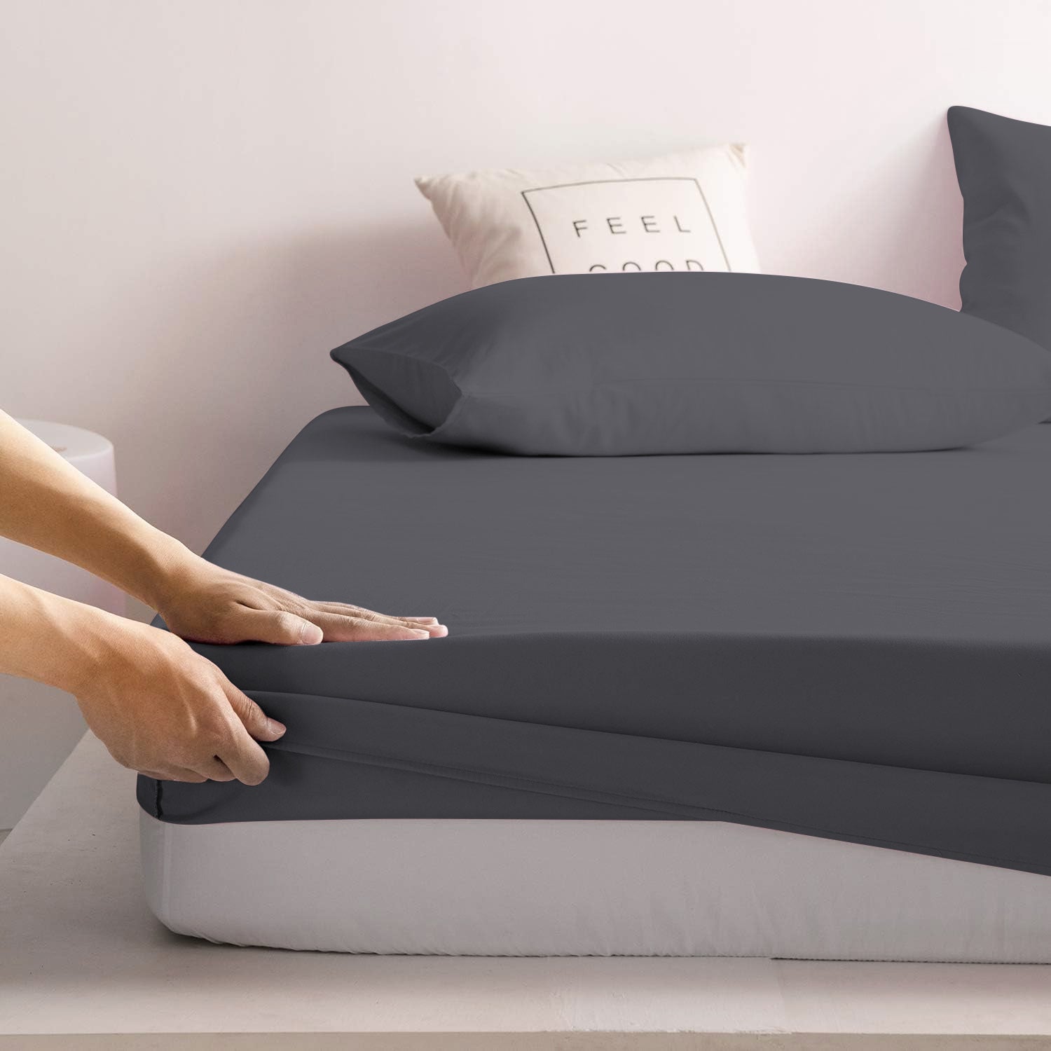 Deep Fitted Bed Sheet 25CM Charcoal