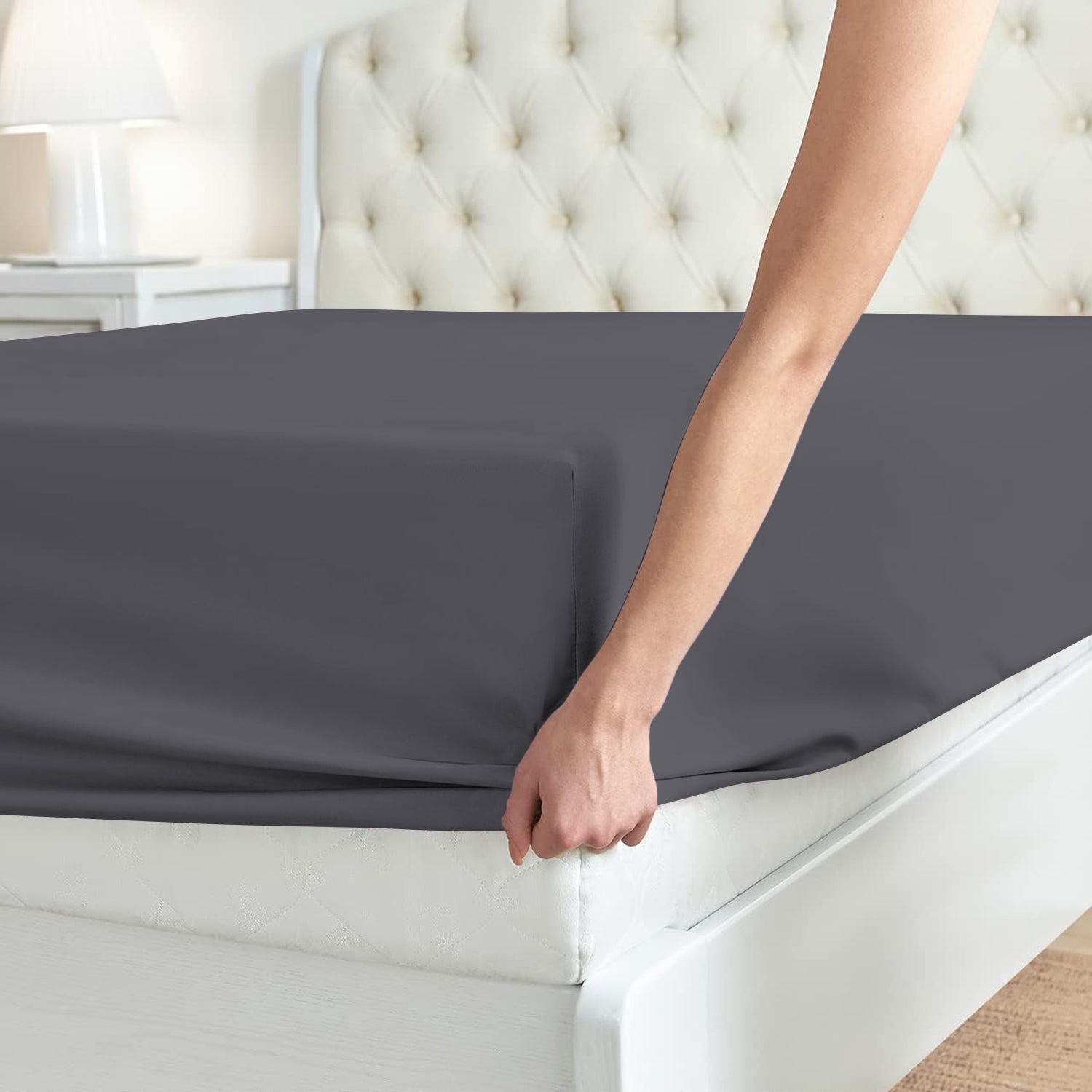 Deep Fitted Bed Sheet 25CM Charcoal