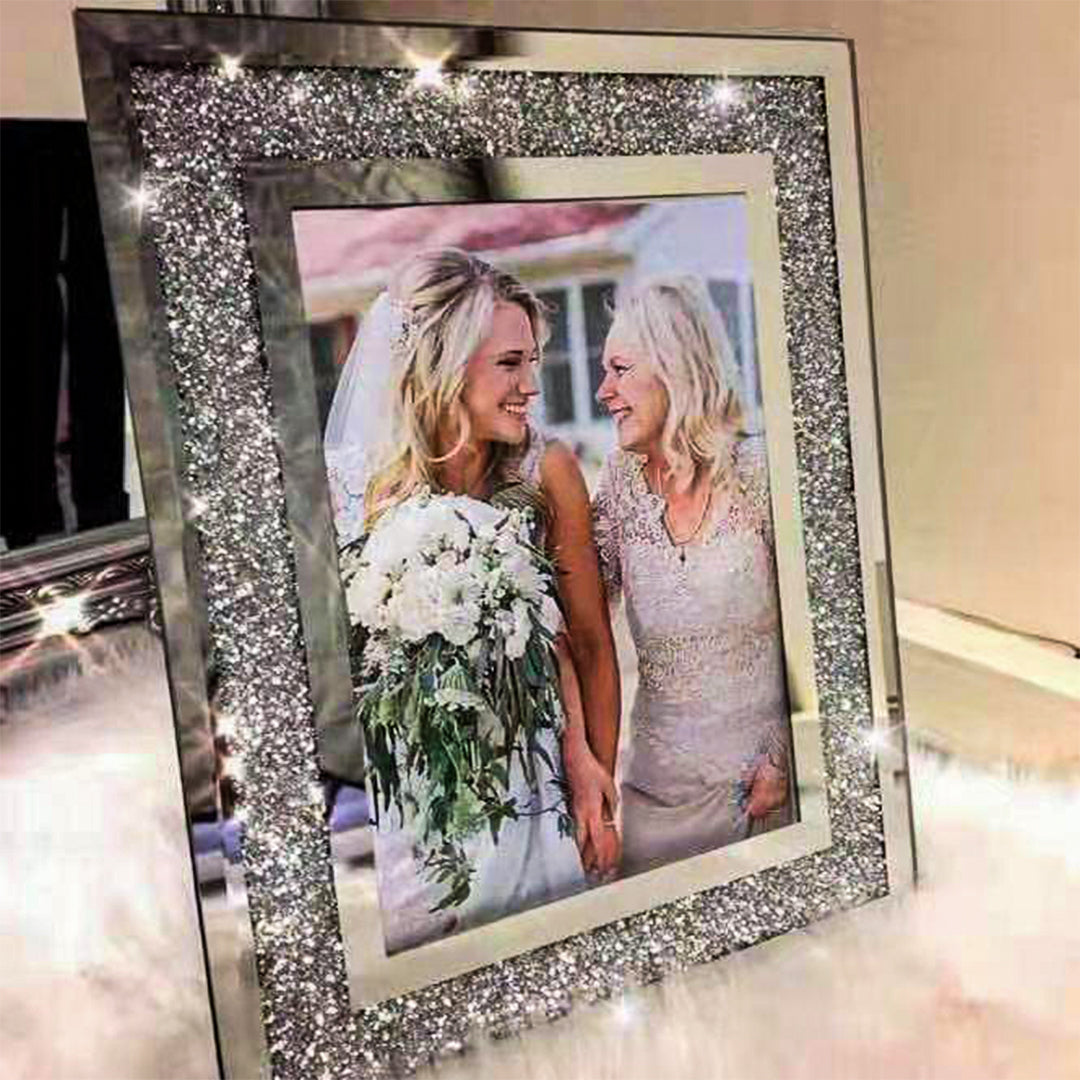 4x6 photo frame, crystal photo frame, crushed diamond photo frame