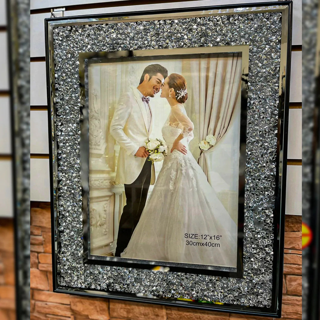 crushed diamond photo frame, crushed crystal photo frame,   photo frame