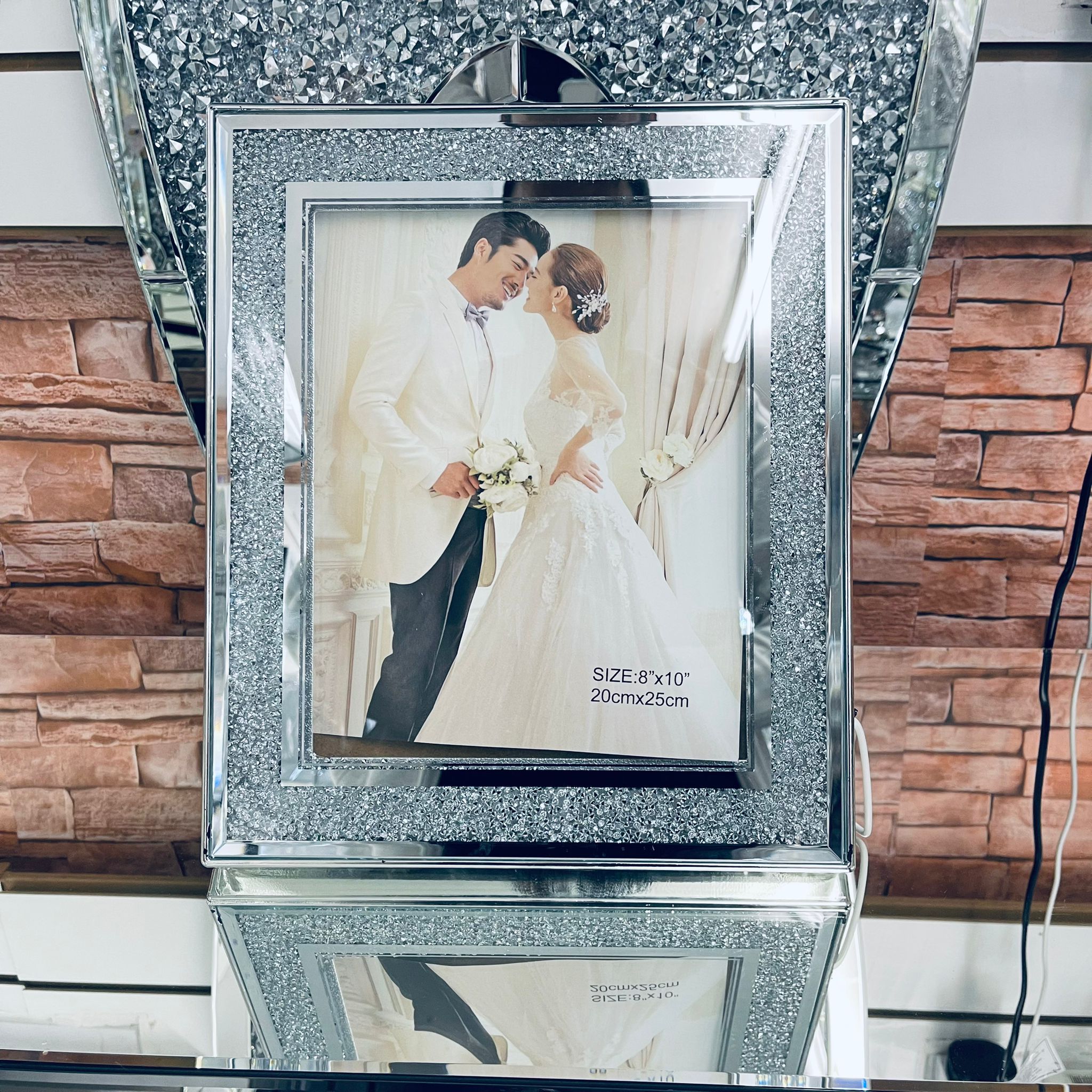 photo frame, crystal photo frame, crushed diamond photo frame, picture frames, table top photo frames