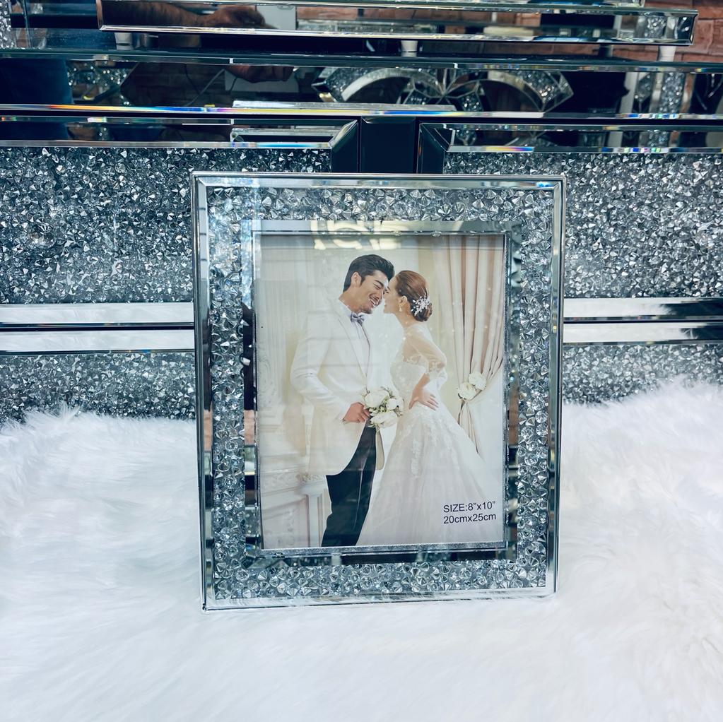 photo frame, crystal photo frame, crushed diamond photo frame