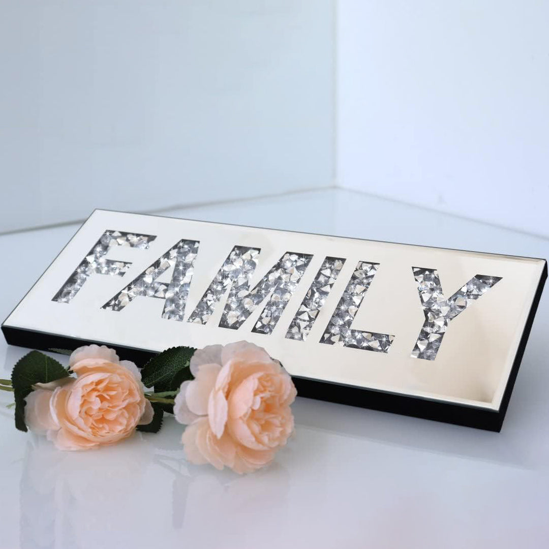 Crushed Diamond Family Wall, family letters for wall, family letters wall decor