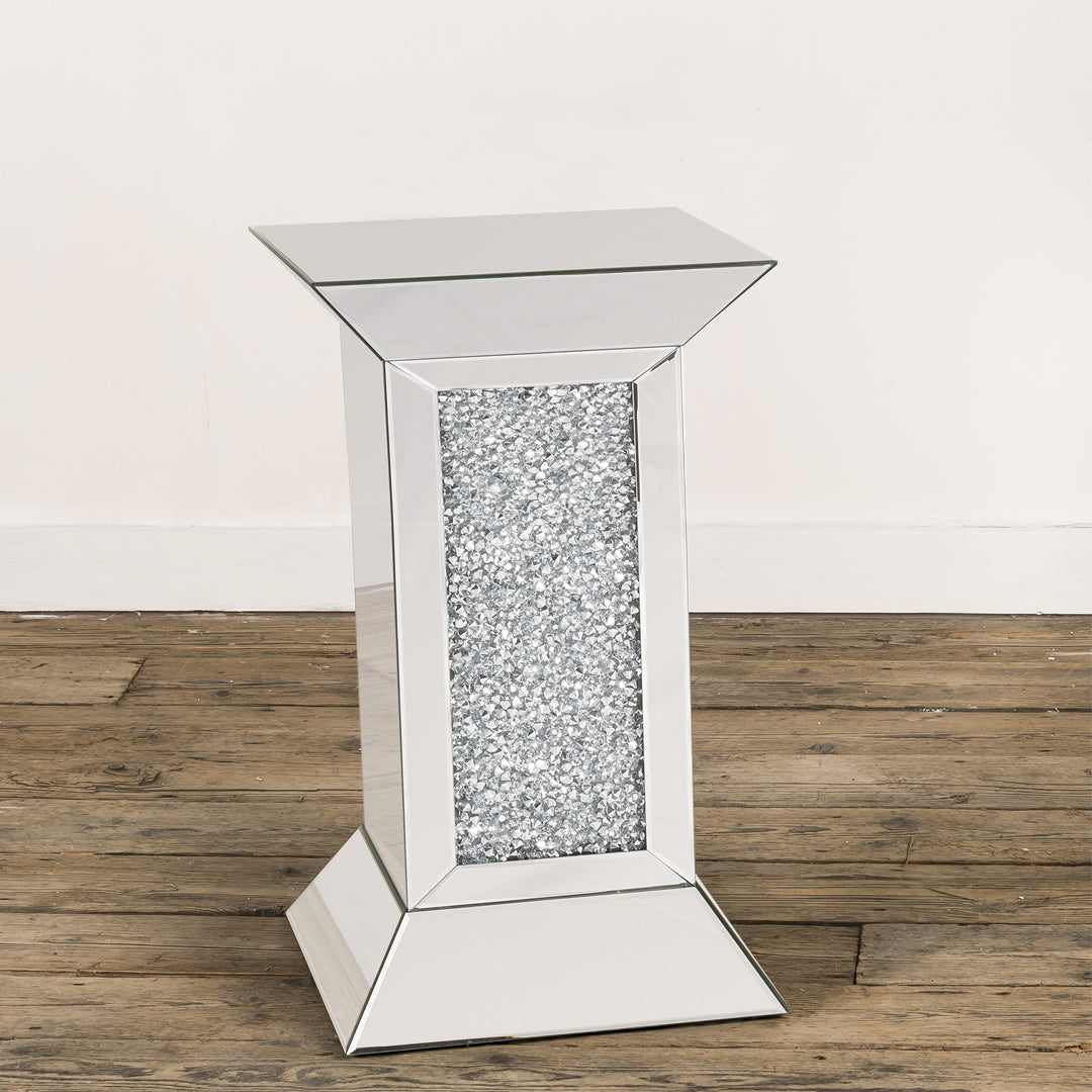 crushed diamond side table, diamond crush side table, crushed crystal side table