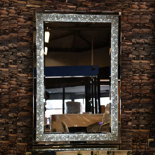 diamond crush wall mirror, diamond mirror wall, crystal wall mirror