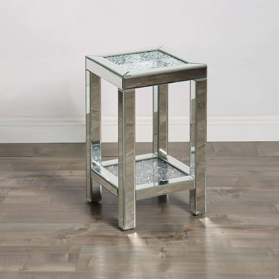 crushed diamond side table, diamond crush side table, crushed crystal side table