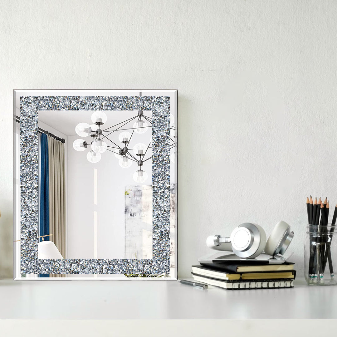 crushed diamond mirror, crushed crystal mirror, bathroom mirror