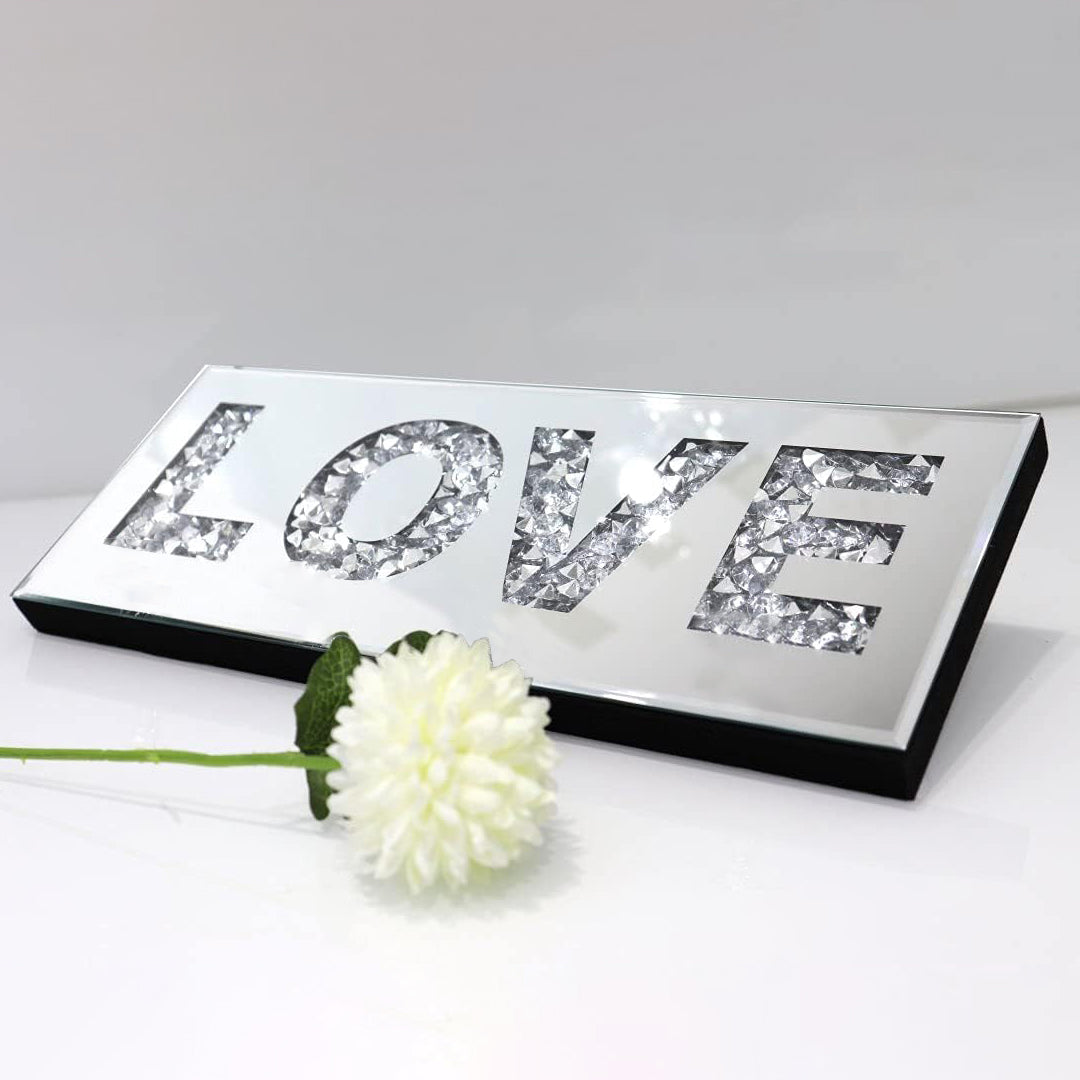 Crushed Diamond Mirror Love Letters, Love Letter Crushed Diamond Wall Decor