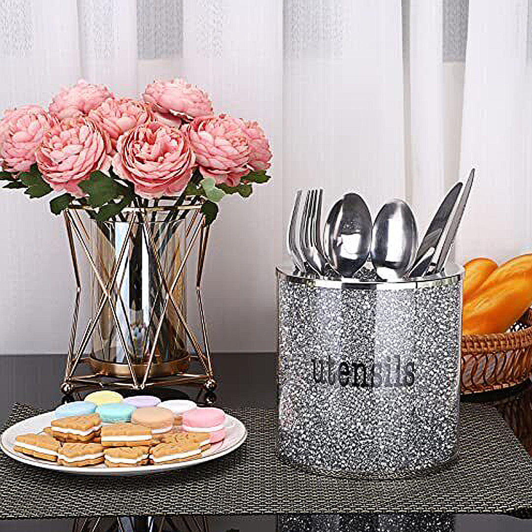 crushed crystal biscuit jar, crystal biscuit jar with lid, crushed diamond biscuit jar