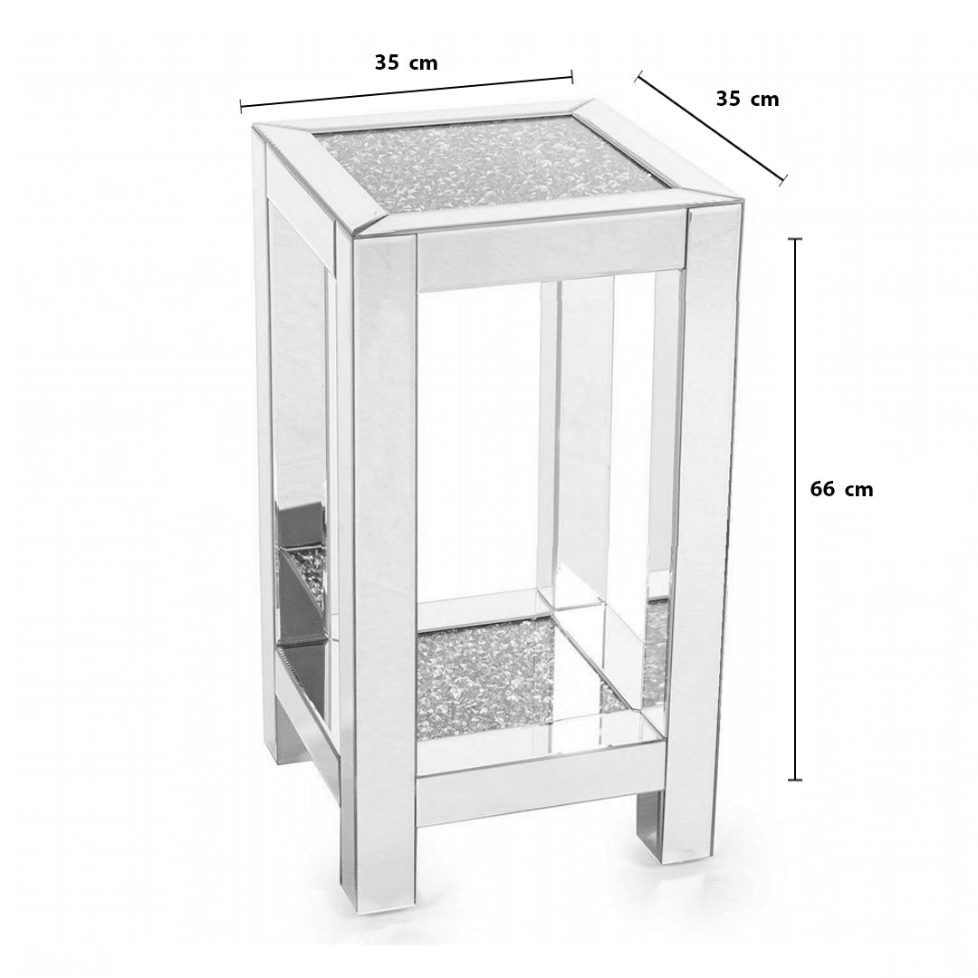 crushed diamond side table, diamond crush side table, crushed crystal side table