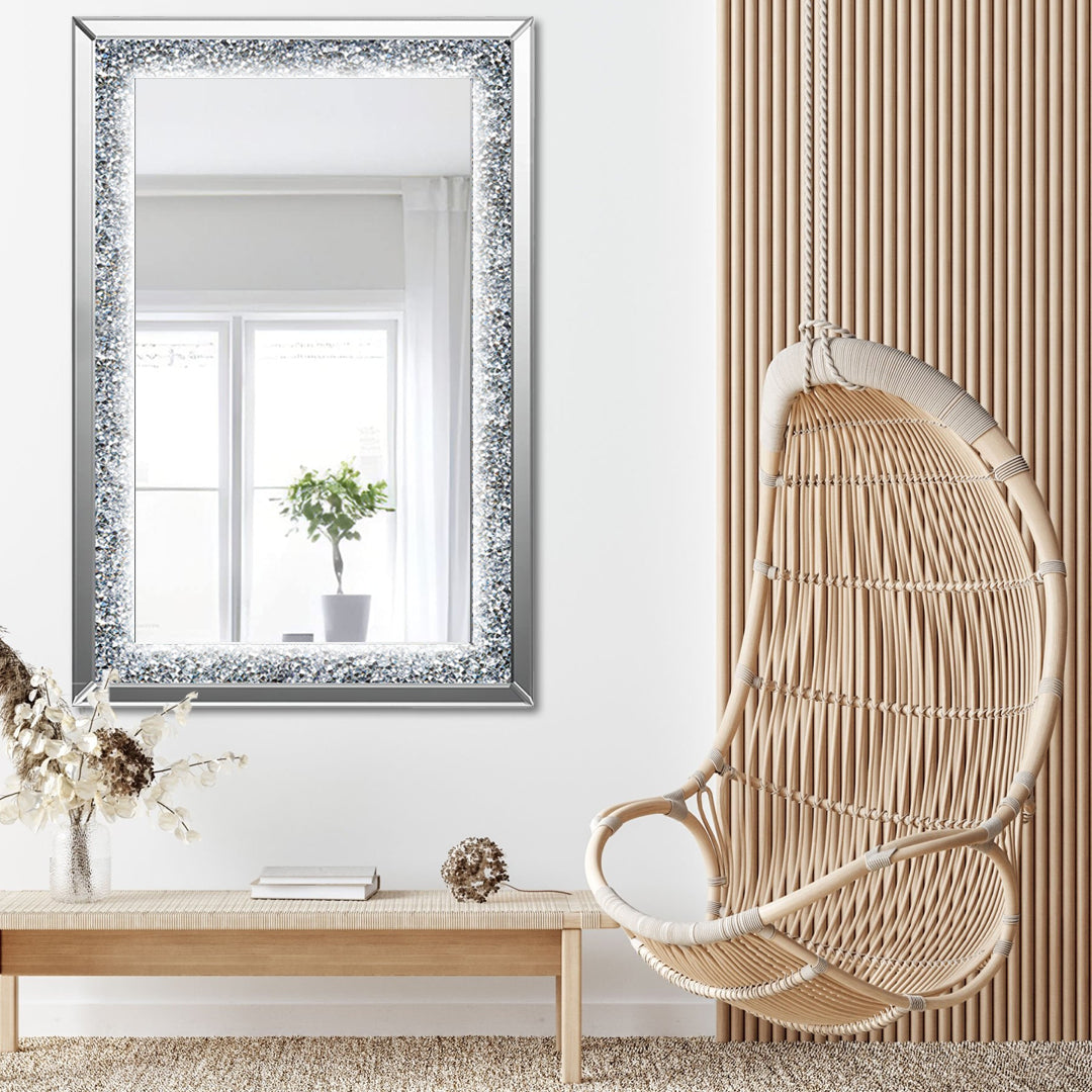 diamond crush wall mirror, diamond mirror wall, crystal wall mirror