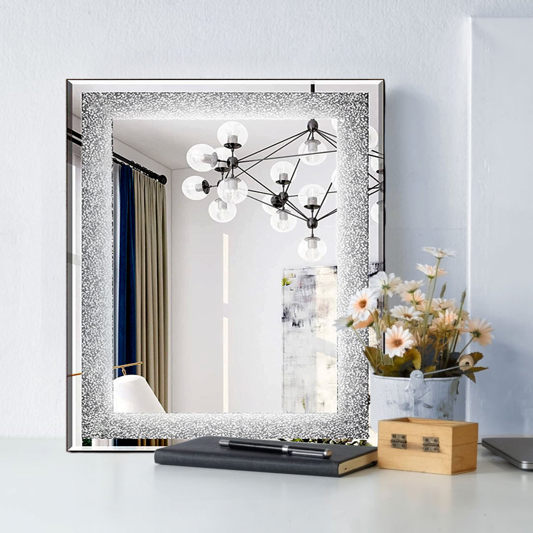 crushed diamond mirror, crushed crystal mirror, led bathroom mirror