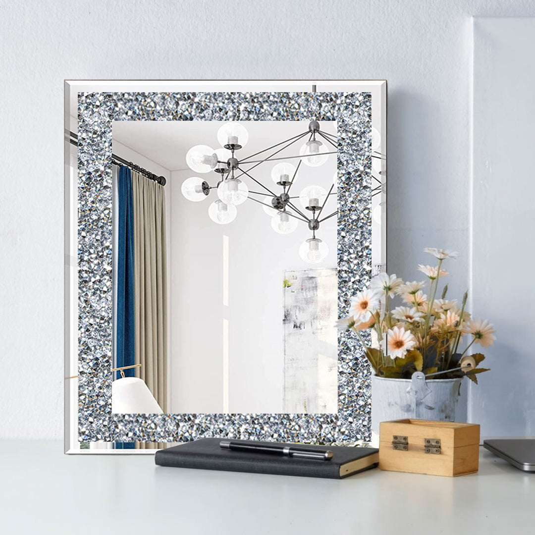 crushed diamond mirror, crushed crystal mirror, bathroom mirror