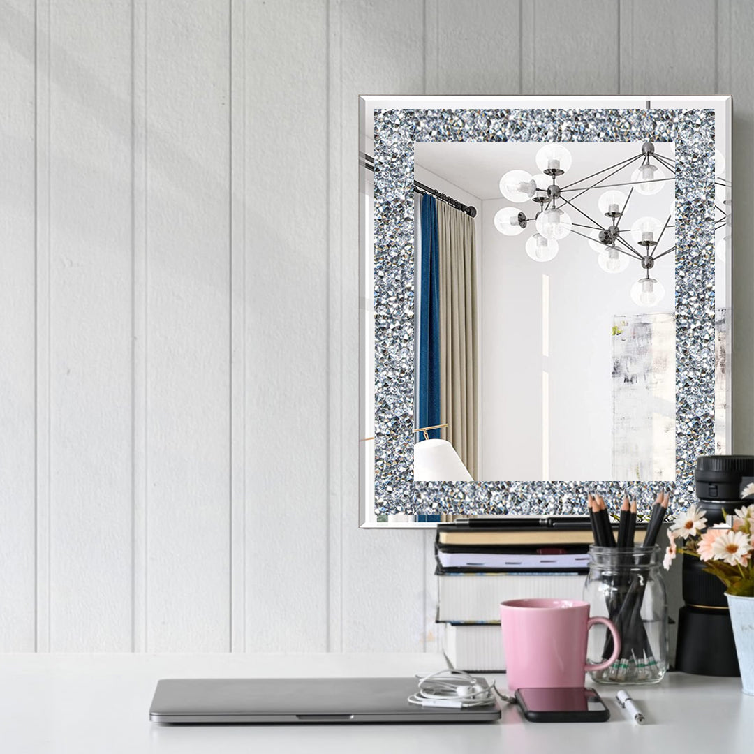 crushed diamond mirror, crushed crystal mirror, bathroom mirror